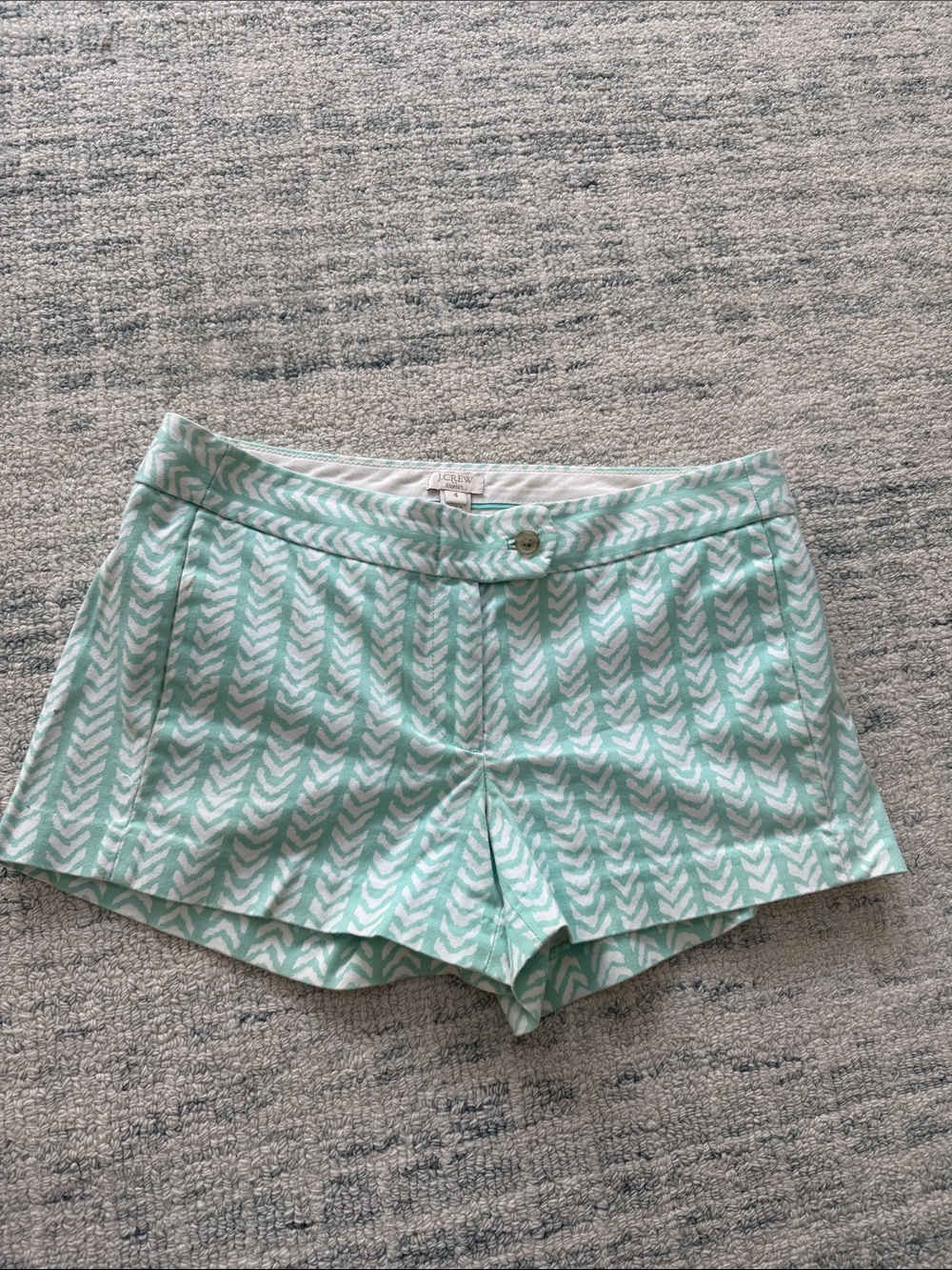 J. Crew Mint Chevron High-Waist Shorts